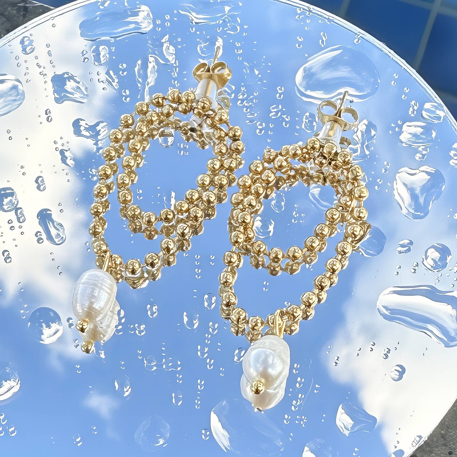 Earrings, 18K Gold Plated Steel