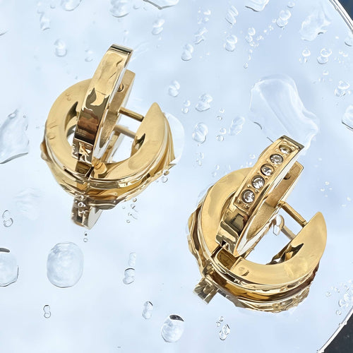 Earrings, 18K Gold Plated Steel