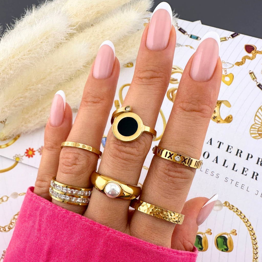 Ring, 18K Gold Plated Steel