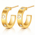 Hearts Earrings, 18K Gold Plated Steel